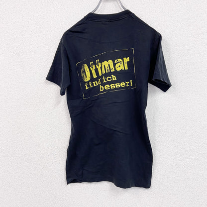 ～90s　半袖プリントTシャツ　メッセージT　英字プリント　シングルステッチ　ヴィンテージ　黒　ブラック