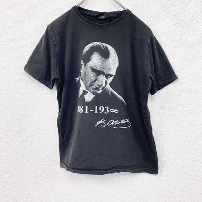 ORIJIN　半袖プリントTシャツ　ムスタファ・ケマル・アタテュルク　黒　ブラック　Sサイズ
