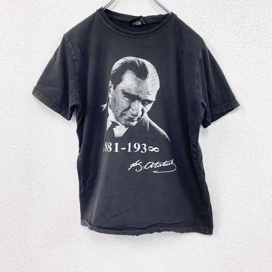 ORIJIN　半袖プリントTシャツ　ムスタファ・ケマル・アタテュルク　黒　ブラック　Sサイズ