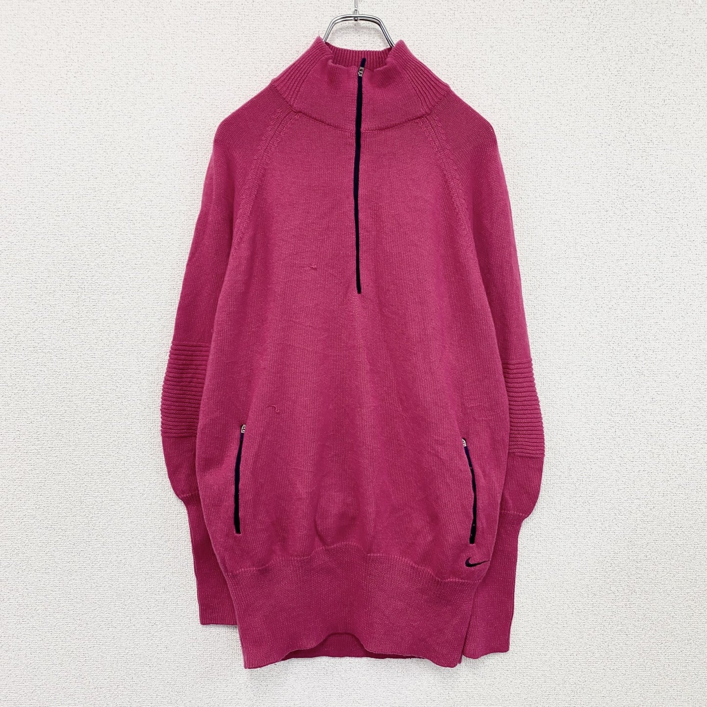 NIKE GOLF　ナイキゴルフ　ハーフジップウールニットセーター　ピンク　Lサイズ