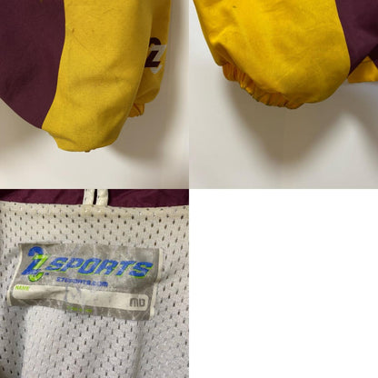 古着 used　22SPORTS　長袖ナイロンフルジップナイロンジャケット　レスリング　黄色　ワインレッド　Lサイズ