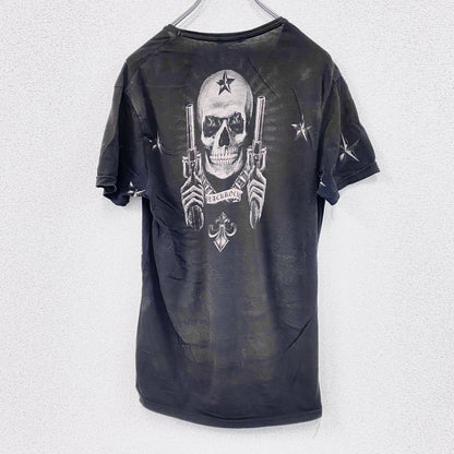 BLACK ROCK　ブラック ロック　半袖プリントTシャツ　ドクロ　ラインストーン　黒　ブラック　Sサイズ