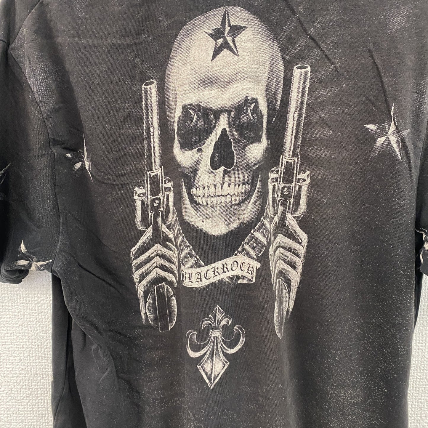 BLACK ROCK　ブラック ロック　半袖プリントTシャツ　ドクロ　ラインストーン　黒　ブラック　Sサイズ