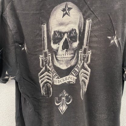 BLACK ROCK　ブラック ロック　半袖プリントTシャツ　ドクロ　ラインストーン　黒　ブラック　Sサイズ