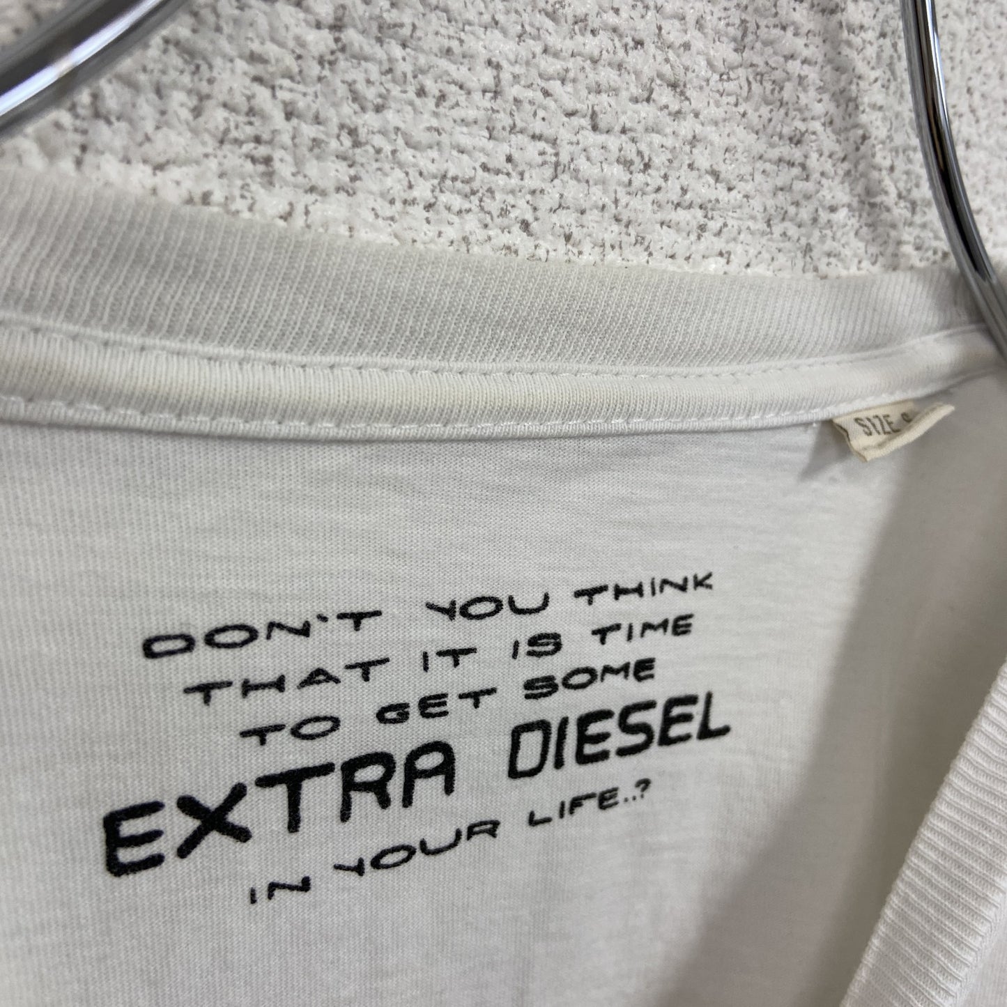 DIESEL　ディーゼル　半袖プリントTシャツ　シングルステッチ　白　ホワイト　Sサイズ
