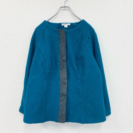 00s　PENDELTON　ペンドルトン　ノーカラーウールジャケット　比翼仕立て　青　ブルー　１Xサイズ