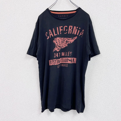 ESPRIT　半袖プリントTシャツ　黒　ブラック　XLサイズ