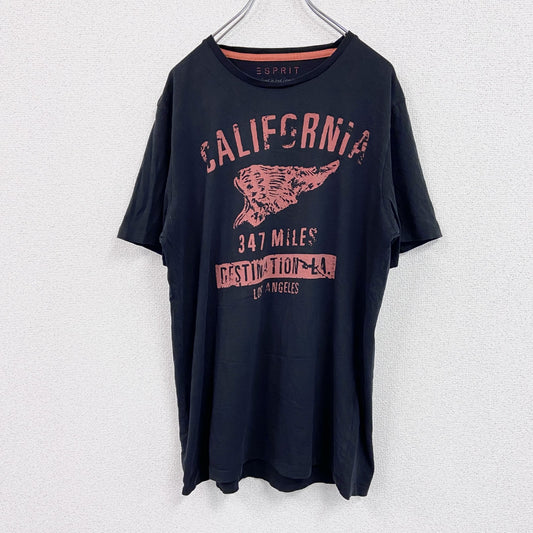 ESPRIT　半袖プリントTシャツ　黒　ブラック　XLサイズ