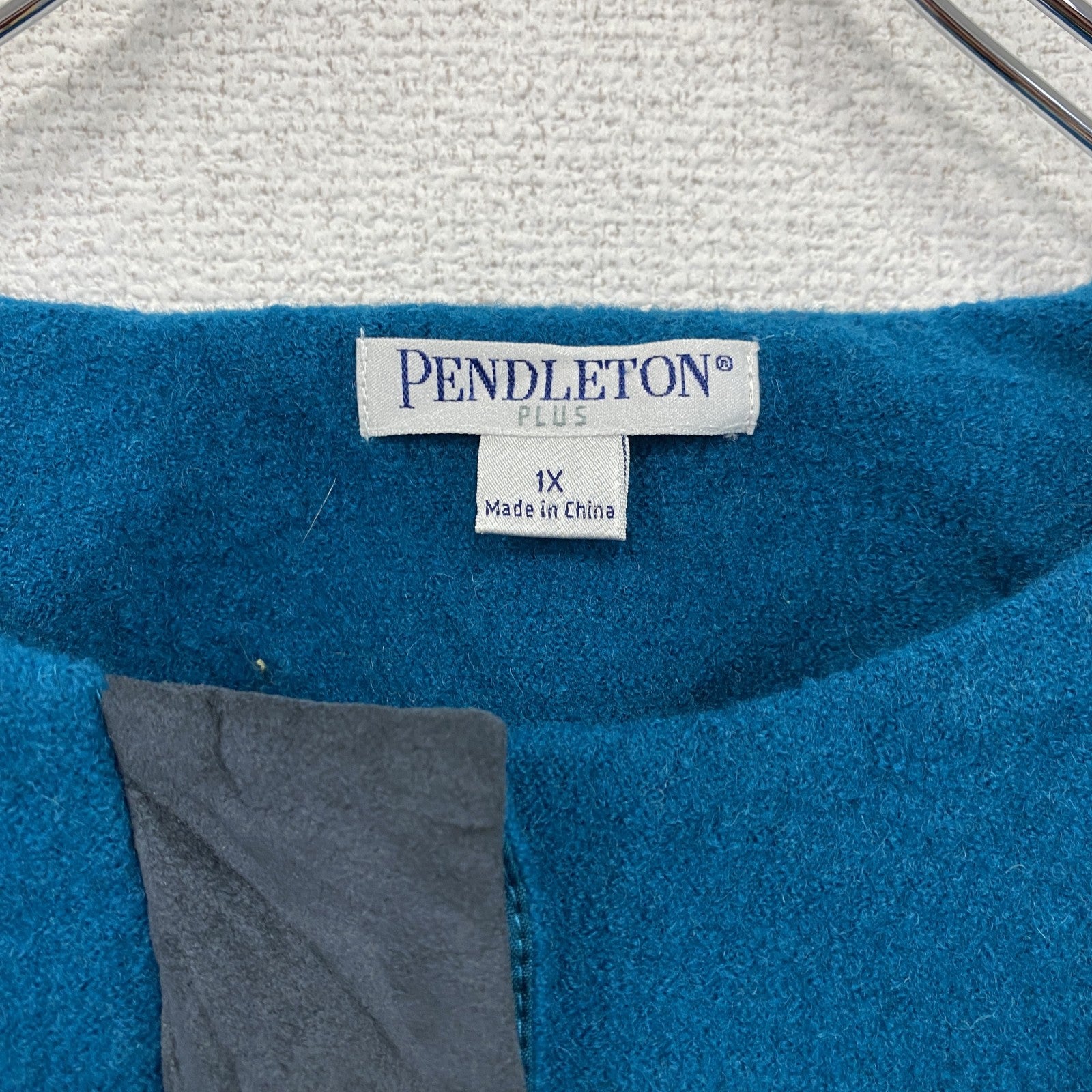00s　PENDELTON　ペンドルトン　ノーカラーウールジャケット　比翼仕立て　青　ブルー　１Xサイズ