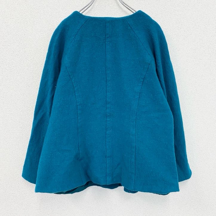 00s　PENDELTON　ペンドルトン　ノーカラーウールジャケット　比翼仕立て　青　ブルー　１Xサイズ