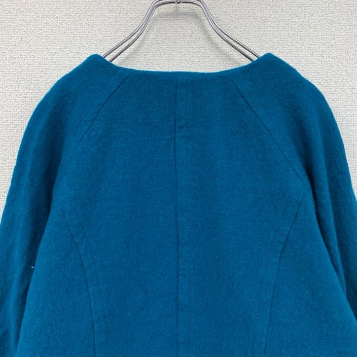 00s　PENDELTON　ペンドルトン　ノーカラーウールジャケット　比翼仕立て　青　ブルー　１Xサイズ