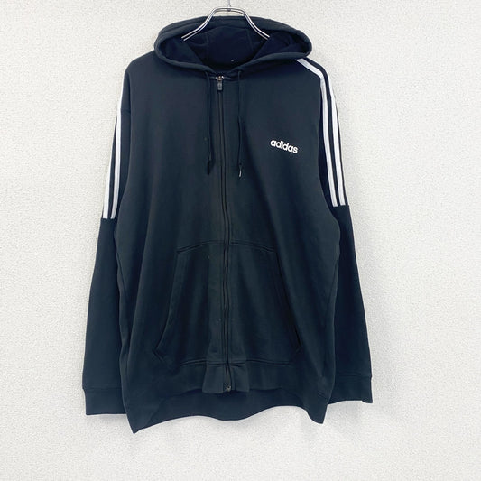 adidas　アディダス　フルジップスウェットパーカー/フーディー　黒　ブラック　2XLサイズ
