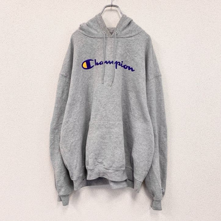 Champion　チャンピオン　スウェットパーカー/フーディー　ワンポイント　デカロゴ　現行　灰色　グレー