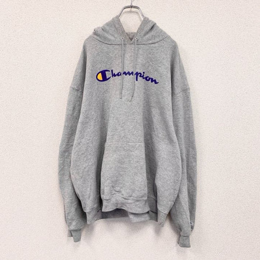 Champion　チャンピオン　スウェットパーカー/フーディー　ワンポイント　デカロゴ　現行　灰色　グレー