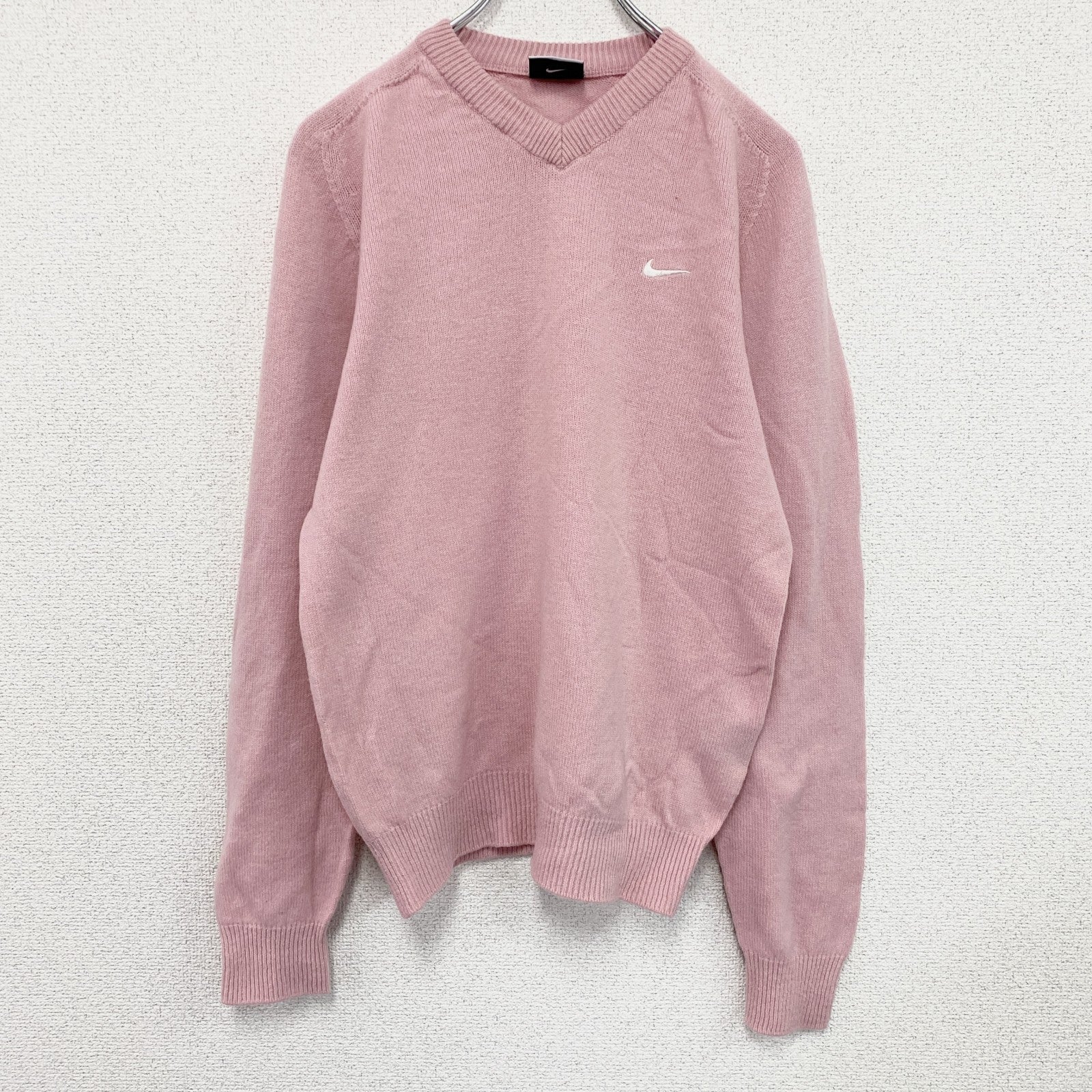 NIKE GOLF　ナイキゴルフ　ウールニットセーター　スウッシュ　ベビーピンク　Sサイズ