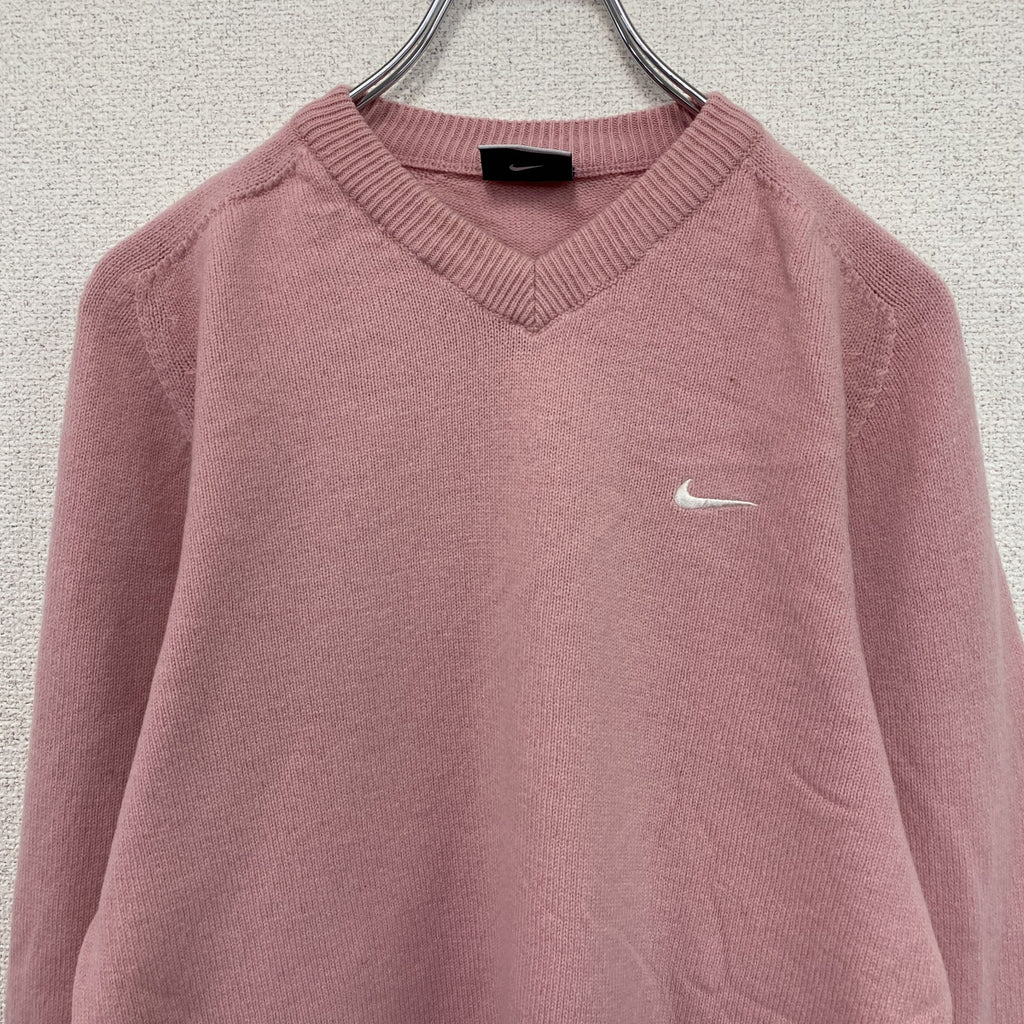 NIKE GOLF　ナイキゴルフ　ウールニットセーター　スウッシュ　ベビーピンク　Sサイズ
