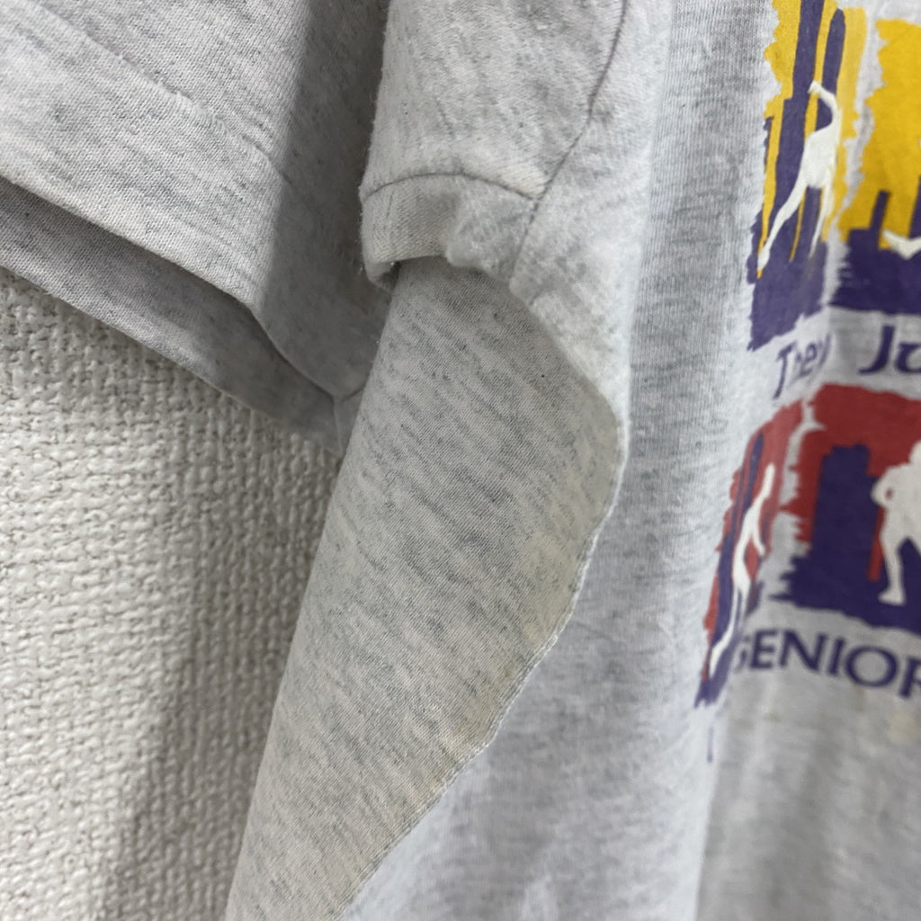 ～90s　半袖プリントTシャツ　シングルステッチ　ヴィンテージ　スポーツ　灰色　グレー
