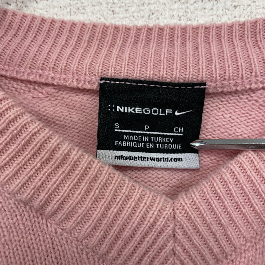 NIKE GOLF　ナイキゴルフ　ウールニットセーター　スウッシュ　ベビーピンク　Sサイズ