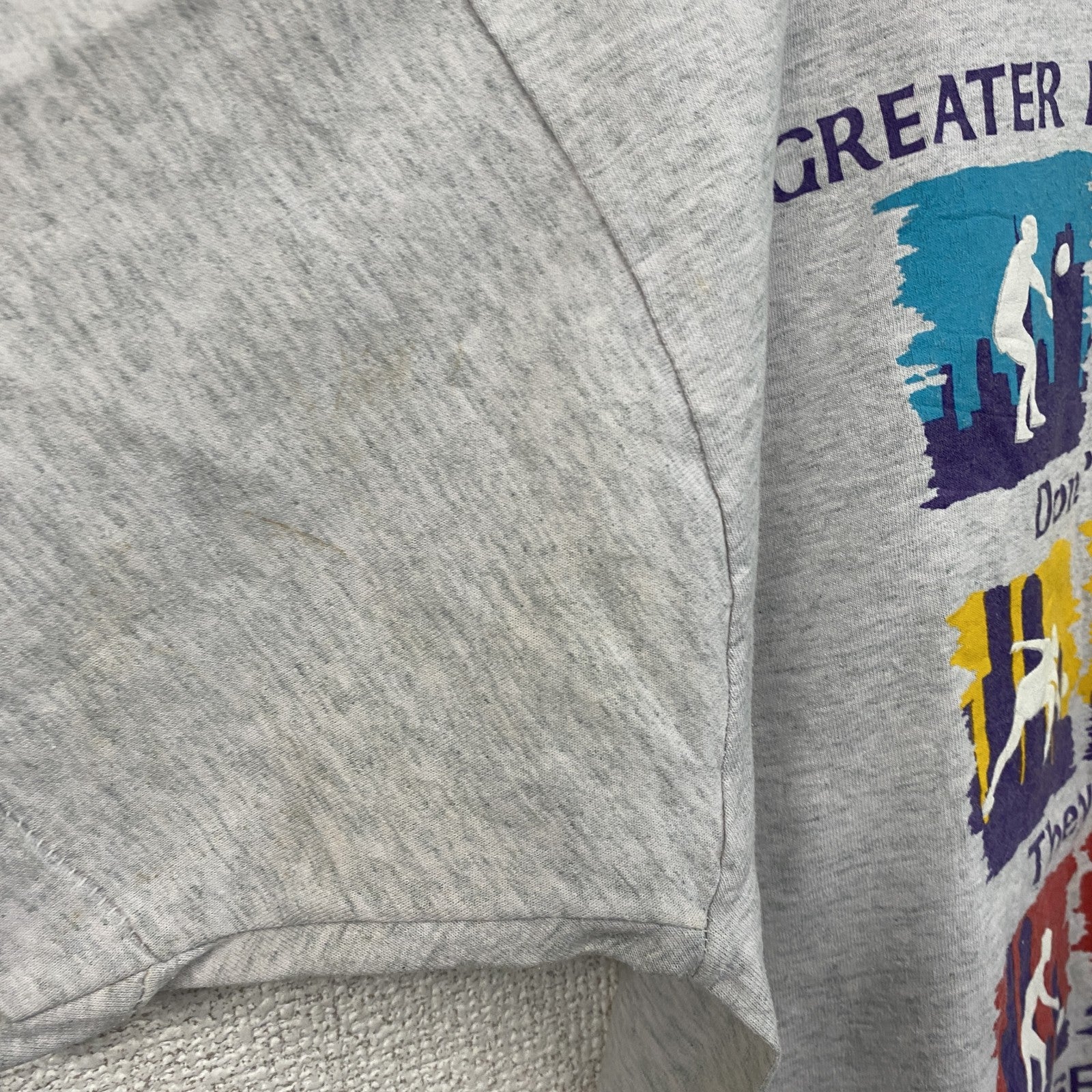 ～90s　半袖プリントTシャツ　シングルステッチ　ヴィンテージ　スポーツ　灰色　グレー