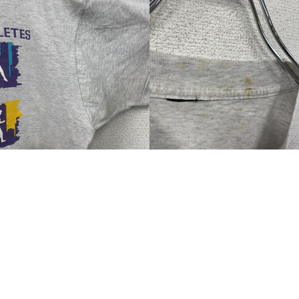 ～90s　半袖プリントTシャツ　シングルステッチ　ヴィンテージ　スポーツ　灰色　グレー