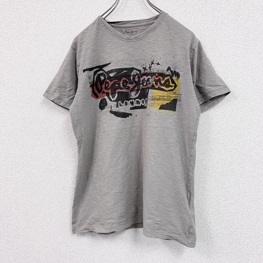 PEPE JEANS　半袖プリントTシャツ　グレー　灰色　Lサイズ