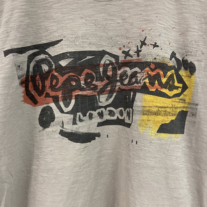 PEPE JEANS　半袖プリントTシャツ　グレー　灰色　Lサイズ