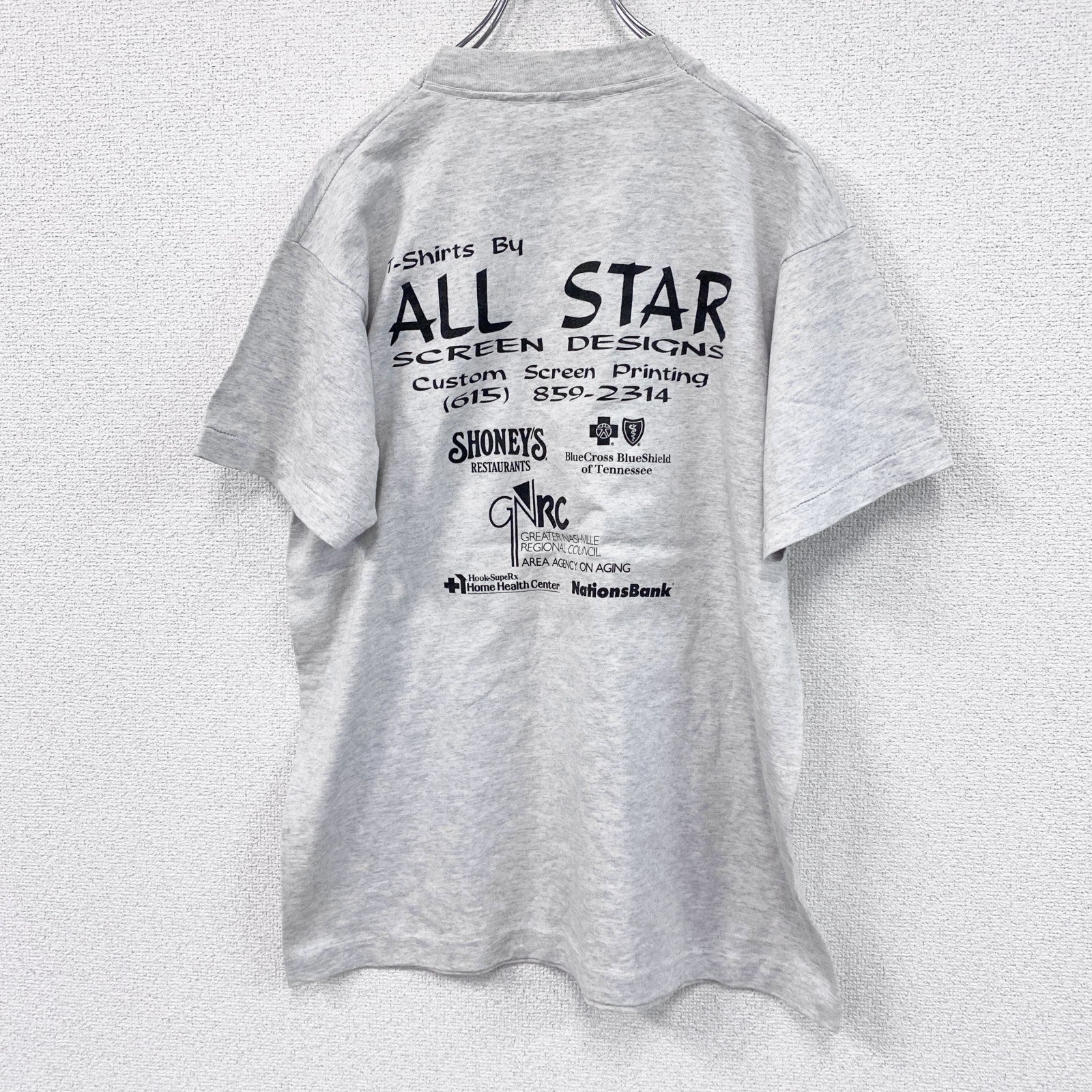 ～90s　半袖プリントTシャツ　シングルステッチ　ヴィンテージ　スポーツ　灰色　グレー