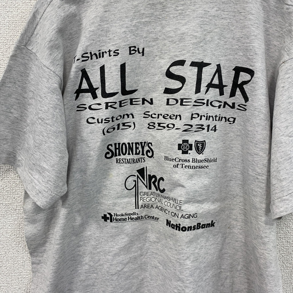 ～90s　半袖プリントTシャツ　シングルステッチ　ヴィンテージ　スポーツ　灰色　グレー