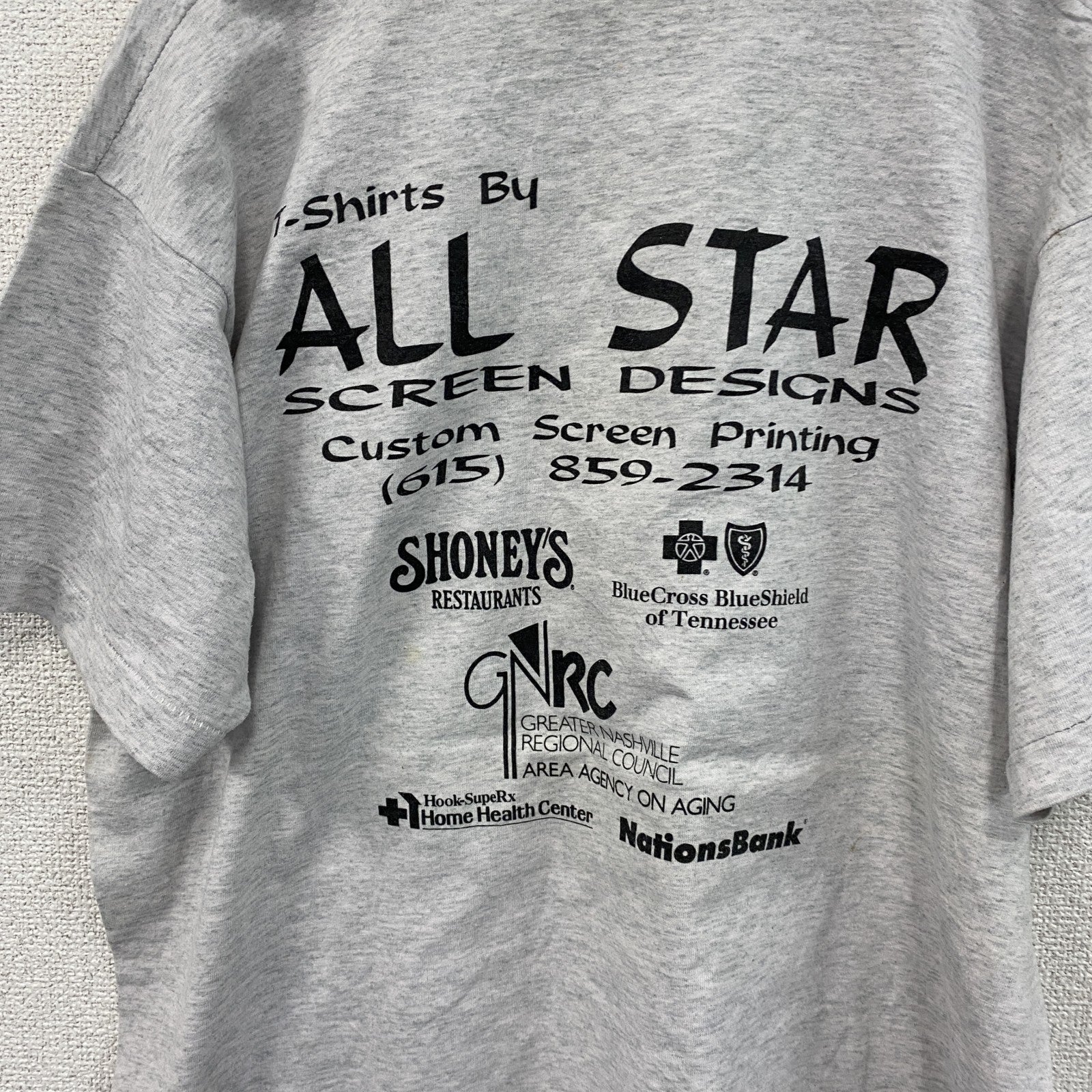 ～90s　半袖プリントTシャツ　シングルステッチ　ヴィンテージ　スポーツ　灰色　グレー