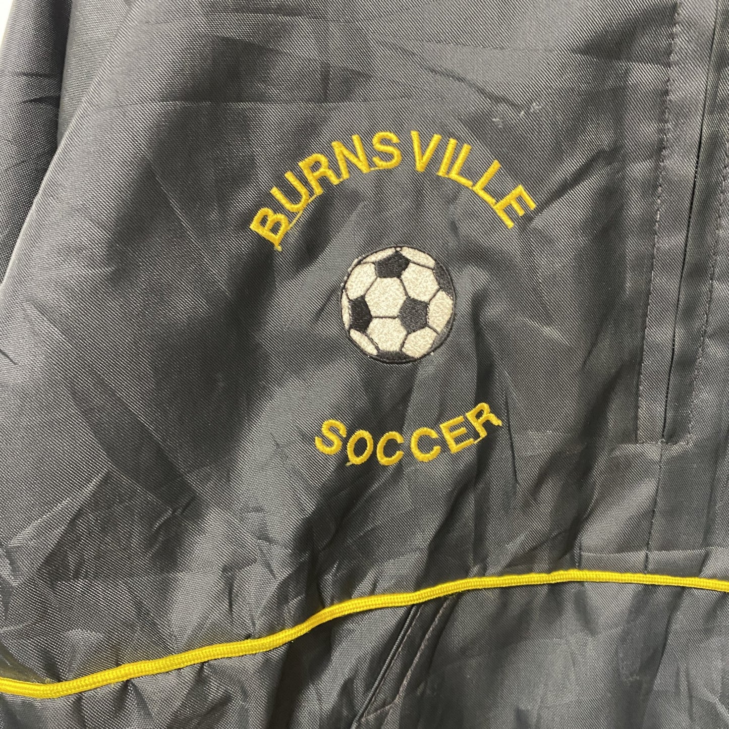 古着 used　USA製　長袖ハーフジップナイロンスタジャン　シャツカラー　リブライン　サッカー　黒　ヴィンテージ　Lサイズ