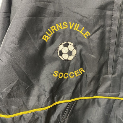 古着 used　USA製　長袖ハーフジップナイロンスタジャン　シャツカラー　リブライン　サッカー　黒　ヴィンテージ　Lサイズ