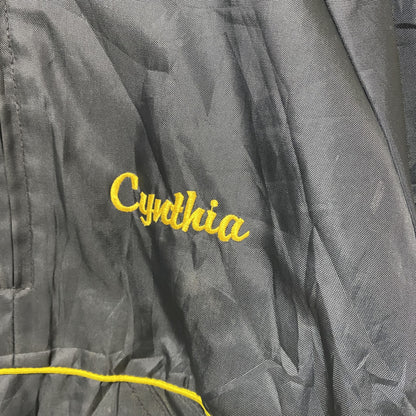 古着 used　USA製　長袖ハーフジップナイロンスタジャン　シャツカラー　リブライン　サッカー　黒　ヴィンテージ　Lサイズ