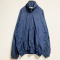 古着 used　TODD1　長袖無地ハイネックナイロンジャケット　ロゴ刺繍ブルゾン　ネイビー　秋冬服　ビッグシルエット　XLサイズ