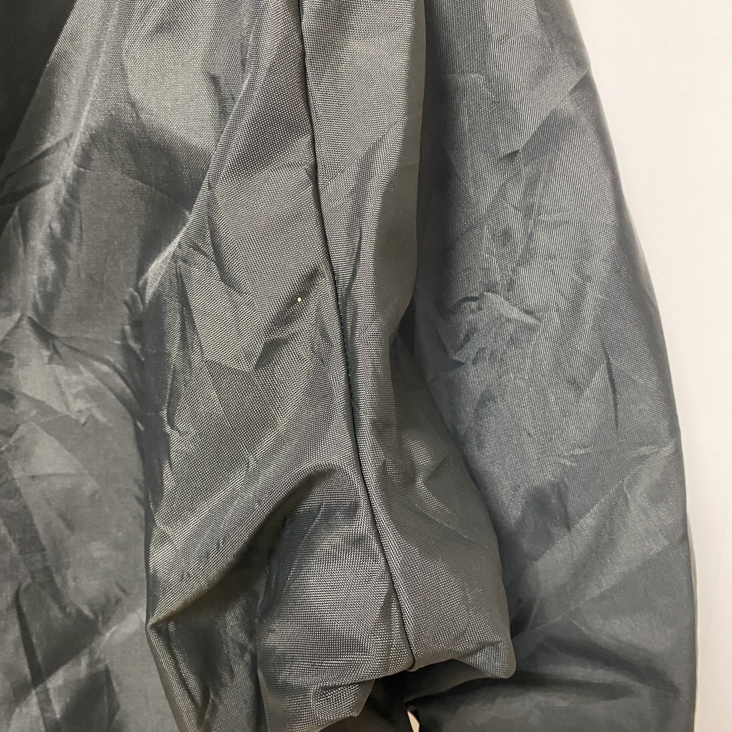 古着 used　USA製　長袖ハーフジップナイロンスタジャン　シャツカラー　リブライン　サッカー　黒　ヴィンテージ　Lサイズ