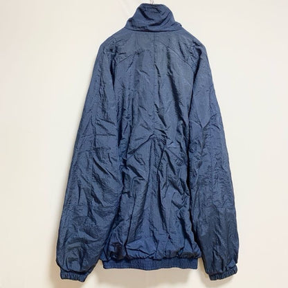 古着 used　TODD1　長袖無地ハイネックナイロンジャケット　ロゴ刺繍ブルゾン　ネイビー　秋冬服　ビッグシルエット　XLサイズ