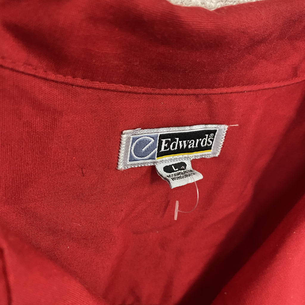 Edwards　エドワーズ　半袖開襟シャツ/アロハシャツ　赤　レッド　Lサイズ