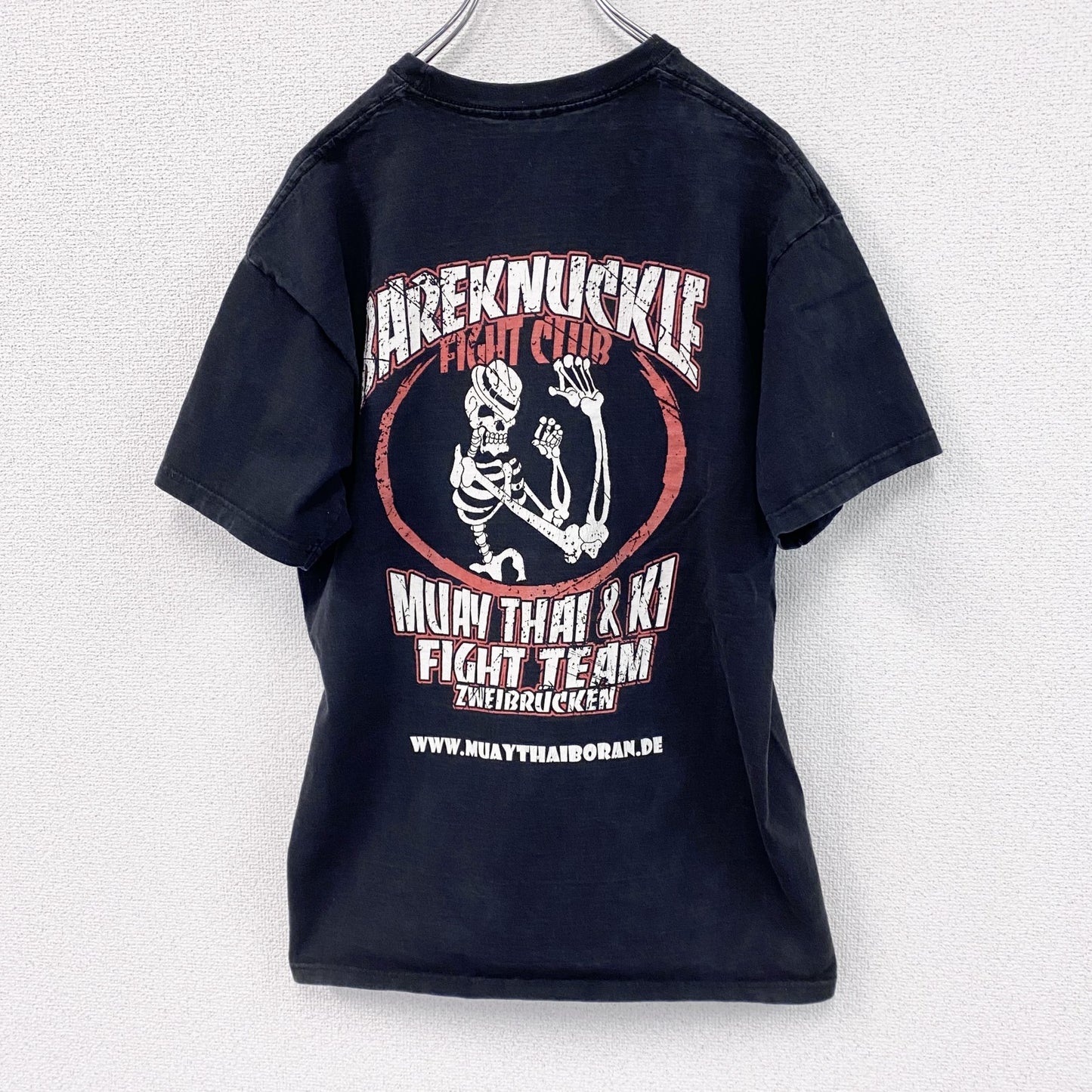 FRUIT OF THE LOOM　半袖プリントTシャツ　アーチプリント　骸骨　スカル　ドクロ　両面プリント　黒　ブラック　Lサイズ