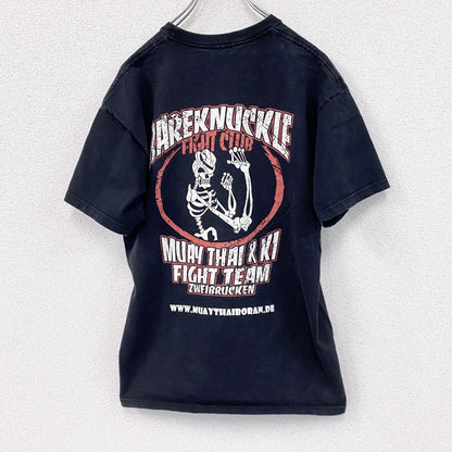 FRUIT OF THE LOOM　半袖プリントTシャツ　アーチプリント　骸骨　スカル　ドクロ　両面プリント　黒　ブラック　Lサイズ