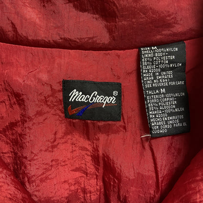 古着 used　MacGregor マグレガー　長袖ハイネックナイロンジャケット　切り替え　ジップアップ　黒　赤　Mサイズ
