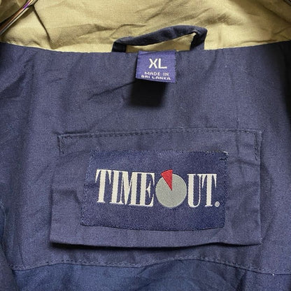 TIMEOUT　マウンテンパーカー　刺繍ロゴ　ワンポイント　比翼仕立て　紺　ネイビー　ビッグシルエット　XLサイズ
