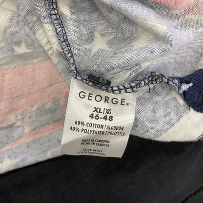 GEORGE　半袖ポロシャツ　クラシックカー　総柄　青　XLサイズ