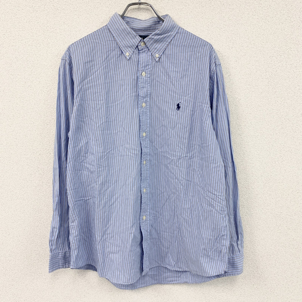 RALPH LAUREN　ラルフローレン　長袖シャツ　ストライプ　青　ブルー　17サイズ
