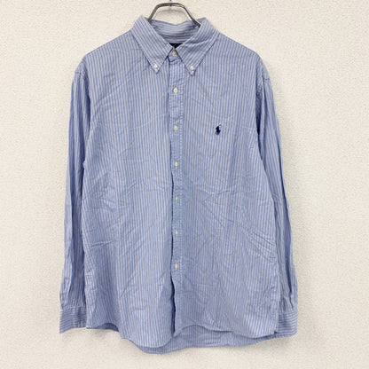 RALPH LAUREN　ラルフローレン　長袖シャツ　ストライプ　青　ブルー　17サイズ