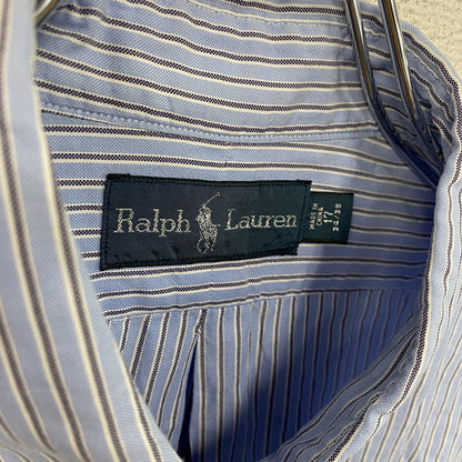 RALPH LAUREN　ラルフローレン　長袖シャツ　ストライプ　青　ブルー　17サイズ
