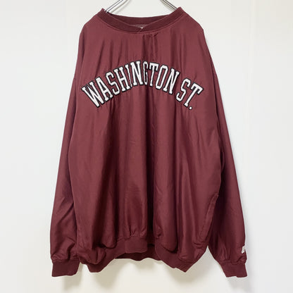 古着 used　RUSSELL ATHLETIC　長袖刺繍ナイロンプルオーバー　ウインドブレーカー　ワシントン　赤　4XLサイズ