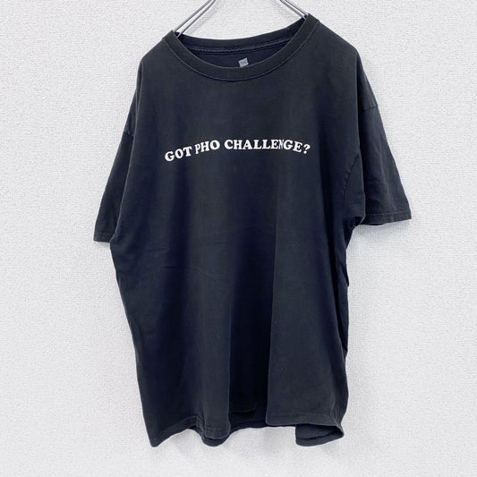 Hanes　ヘインズ　半袖メッセージプリントTシャツ　黒　ブラック　XLサイズ