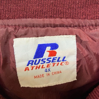 古着 used　RUSSELL ATHLETIC　長袖刺繍ナイロンプルオーバー　ウインドブレーカー　ワシントン　赤　4XLサイズ
