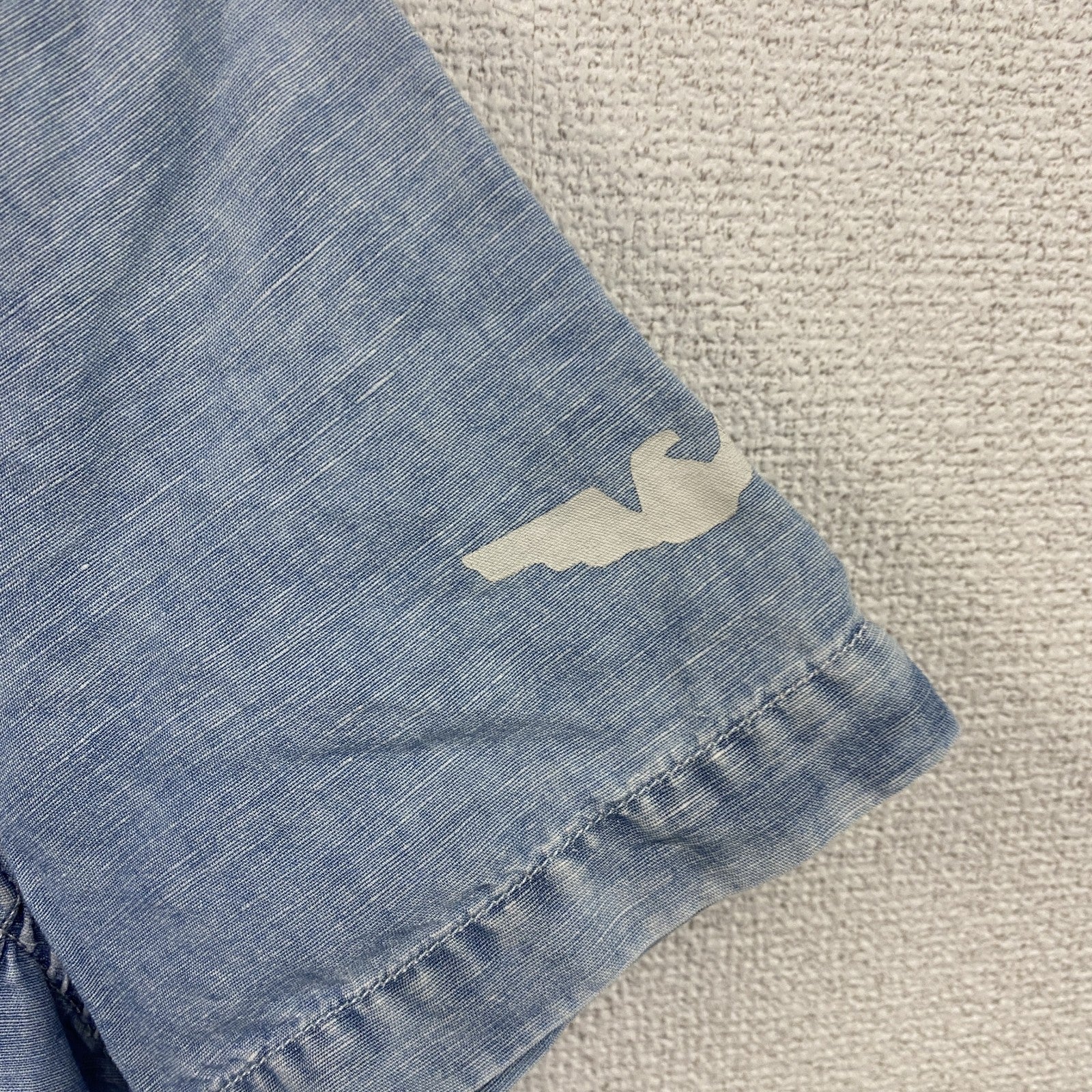 ARMANI JEANS　アルマーニ・ジーンズ　半袖シャツ　チェック　水色　ライトブルー　Mサイズ