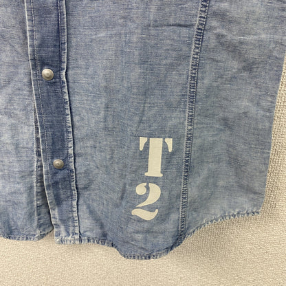 ARMANI JEANS　アルマーニ・ジーンズ　半袖シャツ　チェック　水色　ライトブルー　Mサイズ