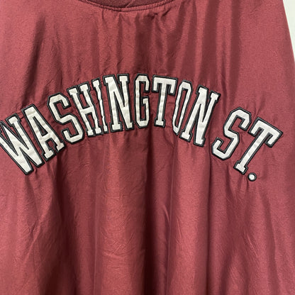 古着 used　RUSSELL ATHLETIC　長袖刺繍ナイロンプルオーバー　ウインドブレーカー　ワシントン　赤　4XLサイズ